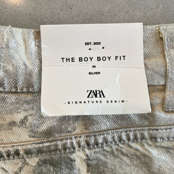 Zara silver metallic jeans size 36 (4) - Picture 8 of 12